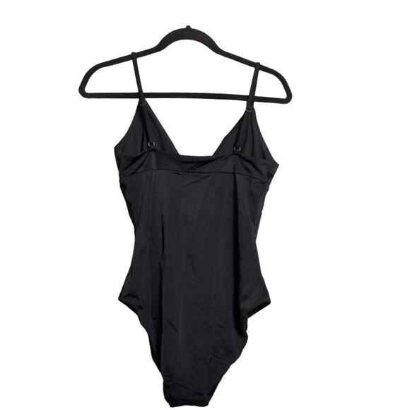 NWT Andie Lanikai Black V-Neck Spaghetti Straps One Piece Swimsuit Medium Tall - Picture 2 of 9